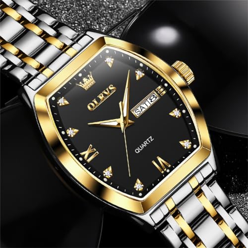 Image of OLEVS Men Watches Square Business Dress Diamond Analog Quartz Date Luxury Watch for Men Casual Stainless Steel Waterproof Luminous Wrist Watch