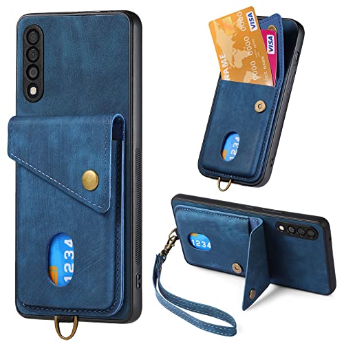 Rfvzubemok Compatible con Vivo Y31 Funda,Compatible con Vivo Y31 4G V2036 V2036_21 Tarjetero [PC+TPU+PU] Funda 3 en 1 para teléfono con pie de Apoyo Blue