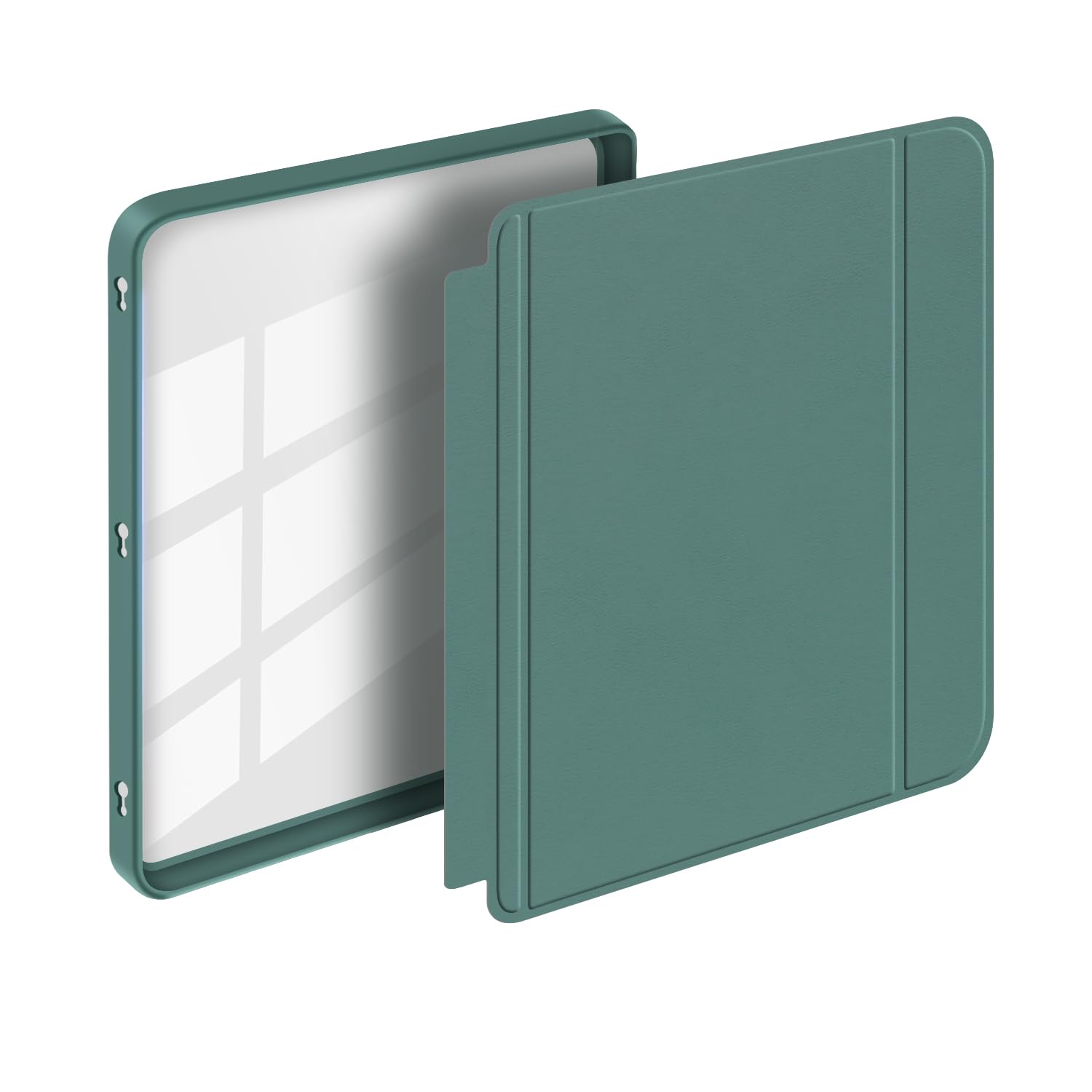 Split Folio Detachable Protective Case for 7" Kobo Libra Colour 2024 Released, Ultra Clear Transparent Back Cover Light Shell, Auto Sleep and Wake, Dark Green — view 4