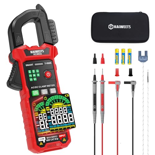 Image of KAIWEETS Smart Digital Clamp Meter, 2026 Intelligent Auto Ranging Multimeter 600A TRMS 6000 Counts, NCV, Inrush, Auto Measure AC DC Voltage /Current Continuity Temperature Resistance Capacitance Diode