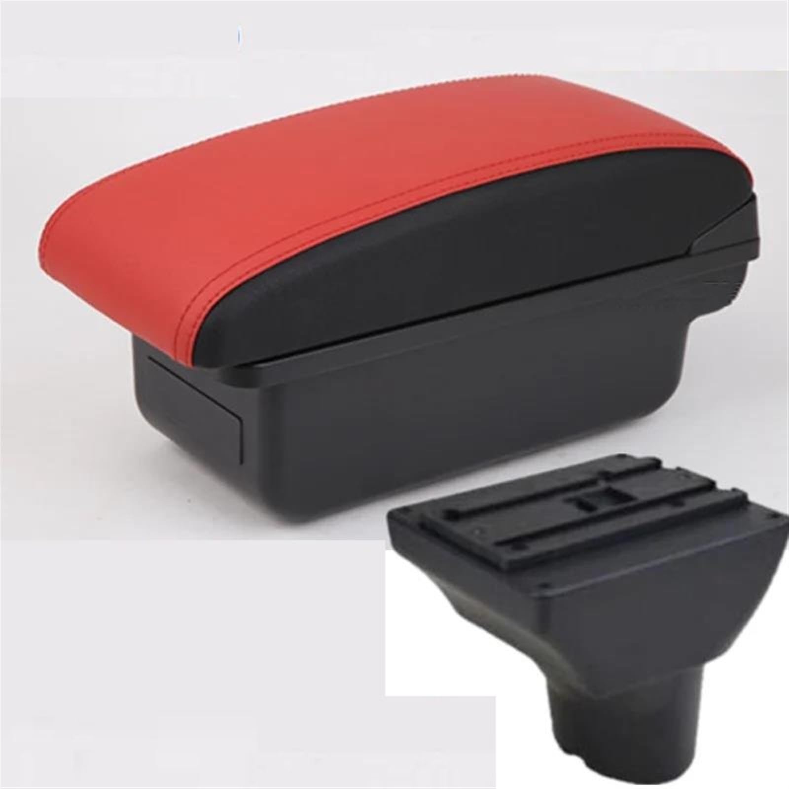 NMJLQW Storage Rack Armrest Box Car Center Storage Box Interior Parts Special Retrofit Parts With USB For I20 2009-2018(A Red black No USB)