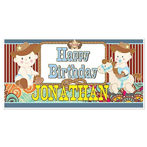 Cowboy Baby Birthday Banner Party Decoration Backdrop