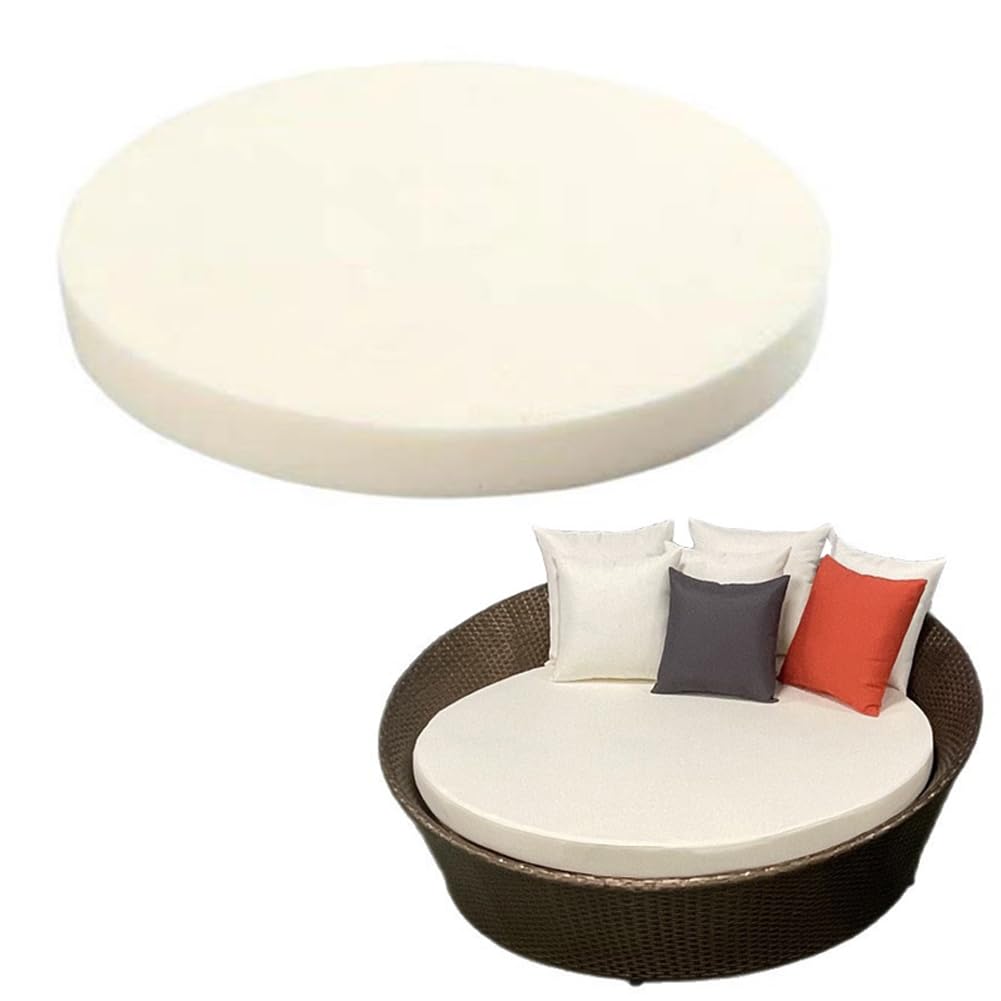 80/100/120/150cm Diameter Outdoor Daybed Cushion Replacement,Round High Density Foam Upholstery Foam Floor Seat Cushion,Round Mattress Topper (5cm Thick,Diameter 140cm)