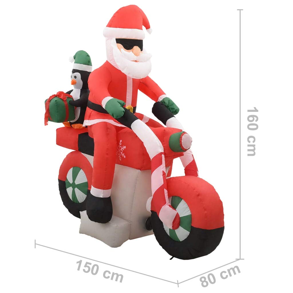 vidaXL Père Noël Gonflable sur Moto LED IP44 160 cm