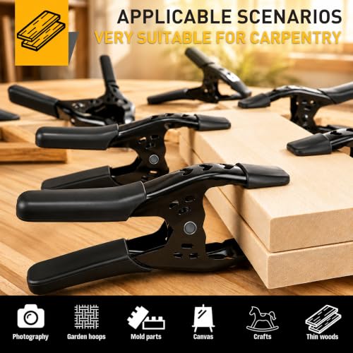 Image of 4-Piece 8-inch Spring Clamps, Heavy Duty Metal Woodworking Clips Spring Clips, 3.4 inch Jaw Opening, Photography Backdrops & DIY Projects