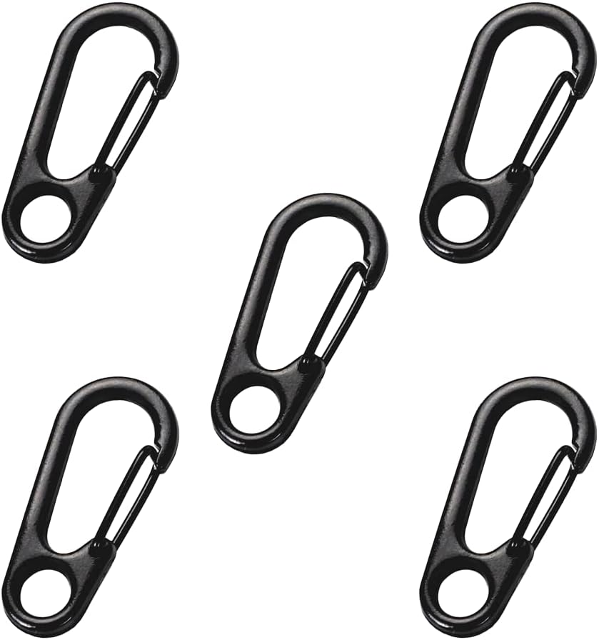Mini Carabiners Clip, 5 Piece Metal Snap Carabiners, Keychain Clip, Keyring Hook, for Camping, Travel, Hiking