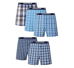 Jveyvth Men's Boxer Shorts 100% Cotton Classic Plaid Woven