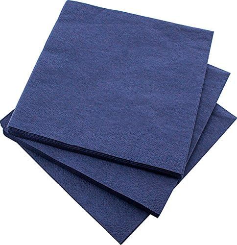 Image of Navy Blue Dinner Napkins 3 Ply 33cm x 33cm Solid Dark Blue Paper Napkins 20pcs Serviettes Tableware for Indoor Outdoor Dining Birthday BBQ Garden Party