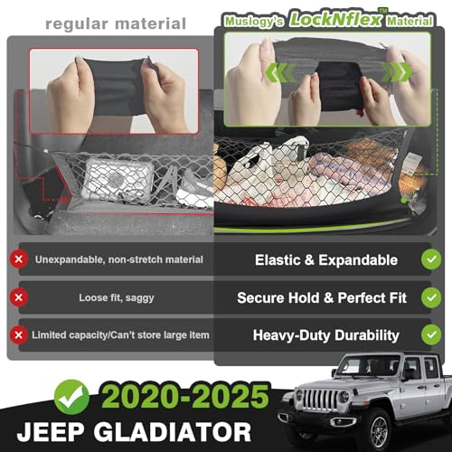 image for Muslogy Truck Bed Cargo Net Compatible with Jeep Gladiator 2020-2024 2