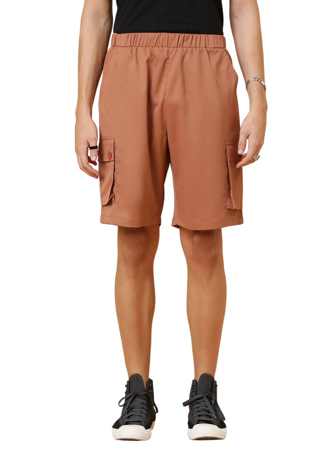 kotty Men's Solid Regular Fit Mars Brown Stylish Shorts-picture-34