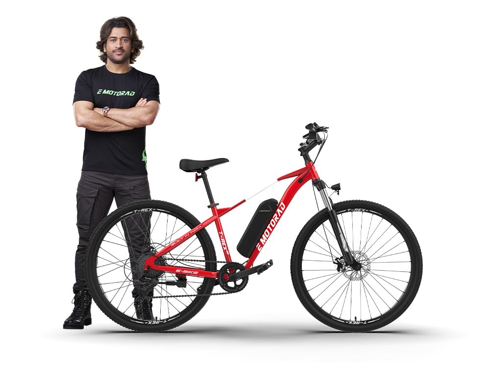 T-REX AIR Unisex Electric Bicycle 29" Wheel Size 16.5inch Frame 250W BLDC Motor Front Suspension 7 Speed Shimano Gears (Metallic Red, 16.5inch Wheel)-image-23