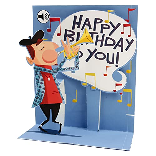 Up With Paper Trumpet Novelty Musical Pop-Up Birthday Greeting Card Pop Ups 46504