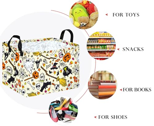 Image of Happy Halloween Ghost Storage Basket Gift Laundry Bins Collapsible Storage Baskets Box Laundry Nursery Hamper for Home and Office Decoration with Handles