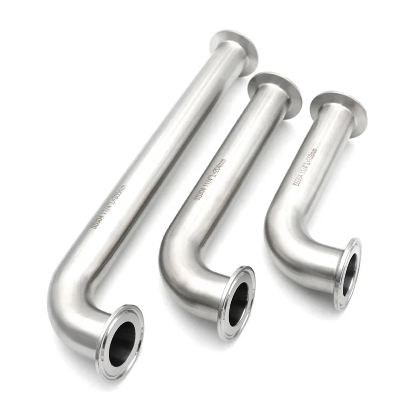 Codo de 90 Grados de Acero Inoxidable 304, Abrazadera Triple, extensión Larga, 25, 38 y 51 mm, Accesorio for tubería de 1", 1,25", 1,5" y 2"(OD38x50.5 L457mm)
