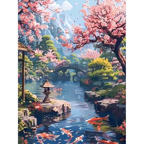 Huacan Kit Broderie Point de Croix Paysage Imprimé Tissu de Grille, Point de Croix Kit de Broderie 11CT DIY Œuvres D'art Faites à La Main pour Adultes...