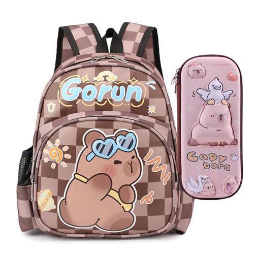Capybara Backpack Kawaii Capibara Lightweight Bag Cute Animal Mochila De Capybara for Daily Casual Travel Daypack Capivara Capibara Kapibara Cabybara Captbara Bara Fashionable Backpack (Brown)