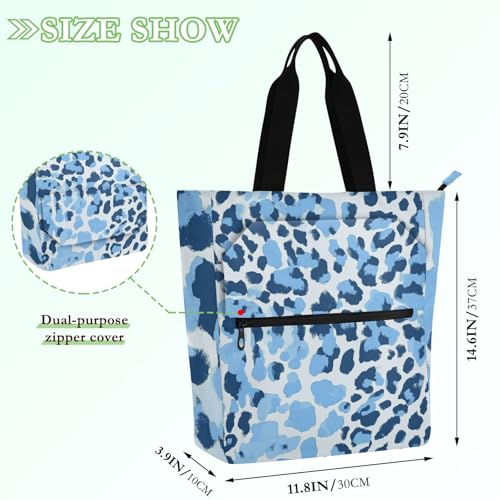 Bolsas de mano duraderas con estampado leopardo azul de verano 4