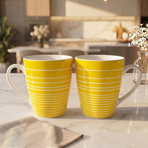 Image of UPC Premium Bone China Coffee Mug Set of 2 | Elegant Ceramic Tea & Coffee Cups for Home, Office & Cafe | Lightweight, Durable, Microwave & Dishwasher Safe Mug Set | Luxury Drinkware Collection