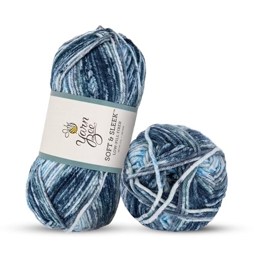 Image of Hobby Lobby Yarn Bee Soft & Sleek Yarn, 906 Denim Blues | 4 Medium Weight, 100% Low Pill Acrylic, 186 Yards Per Skein