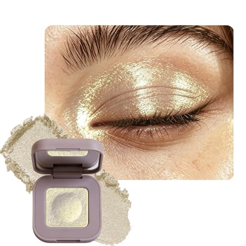 Image of Multichrome Shimmer Eyeshadow, Champagne Gold Green Metallic Eye Shadow with Iridescent Color Shift Finish, Smooth Waterproof Long-Lasting Single Eyeshadow, Sombra de Ojos 03