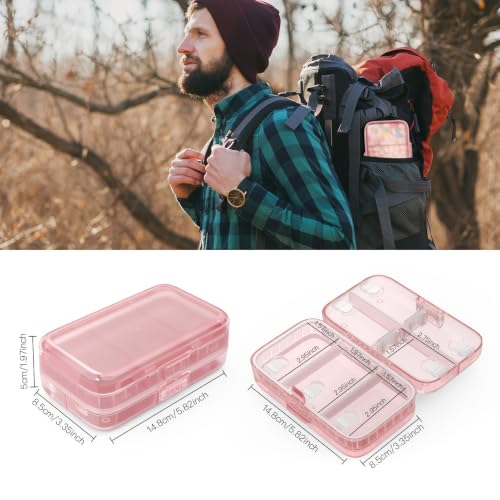 Image of FYY Travel Pill Organizer, Large Weekly Medicine Pill Organizer-Pink
