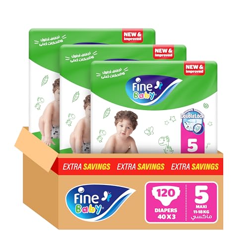 Fine Baby Diapers Size 5 Maxi 11-18 kg 120 Diaper