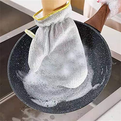 Image of GYOU Wire Dishwashing Gloves I Multipurpose Steel Washing Rags I Heat Insulation Anti-Hot Waterproof & Durable Reusable I Non-Scratch Glove for Kitchen Sinks Pots Pans Cleaning (3 Pair)