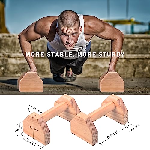 Wooden Parallettes, Solid Pushup Bars Stands Non-slip Rubber Feet Handstand Bars Calisthenics Equipment for Fitness, Gymnastics - Image 4