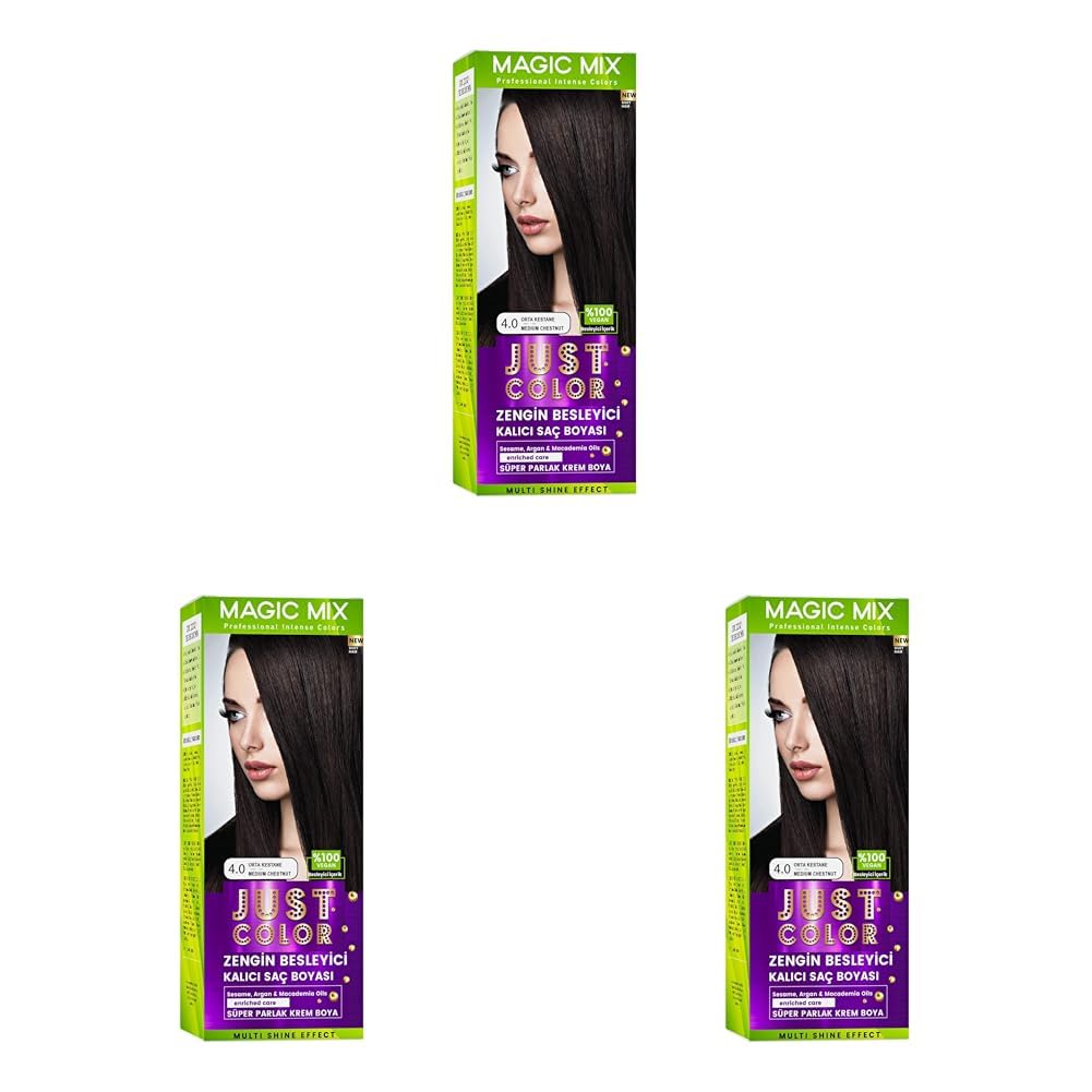 PROCSIN Magic Mix COLOR KIT Parlak ve Canlı 4.0 ORTA KESTANE Kalıcı Saç Boyası (3 paketi)