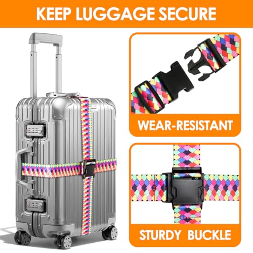 Image of Gutsdoor Colorful 2 Pack Luggage Straps for Suitcases Travel Belt Connector Holds Suitcase Add a Bag Premium Accessories Unique Adjustable Strap
