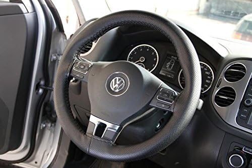 TurboTech Universal Leather Car Steering Wheel Cover Anti Slip 15'' Stitch on Wrap Cover with Needle & Thread