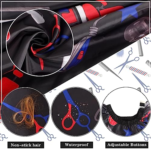 Image of FEBSNOW Barber Cape Professional Hair Cutting Cape with Neck Duster Brush | Full Coverage Haircut Apron for Adults, 46x57 inches, Adjustable Neckline, Keep Clothes Clean Dry, Home Salon Barber Supplies