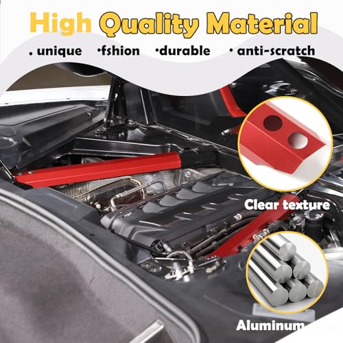 Image of CHEAYAR Engine Bay Panel Cover Compatible with Chevrolet Corvette C8 2020-2023, Engine Shroud Cover Panel Trims, C8 Accessories 2PCS (Engine Rod - Red)