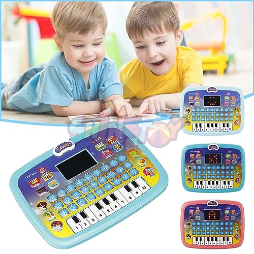 Image of SHINETOY Educational Learning Kids Laptop Tablet Computer Plus Piano with led Screen Music Fun Toy Activities for Kids Toddlers 1 2 3 4 5 6 + Year Old albhabet Words Sound a b c 1 2 3
