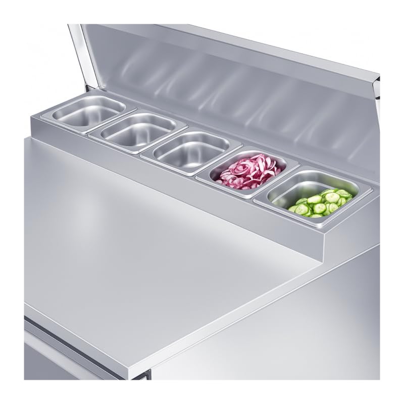 Générique Saladette Réfrigérée 2 Portes GN 1/1 avec Top GN 1/6-240L - +2/+8°C - Inox - Professionnelle