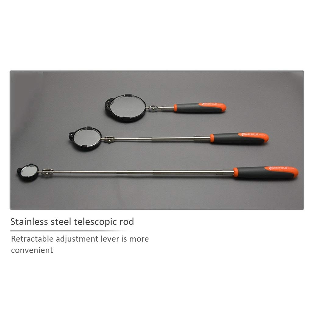 Miroirs d'inspection télescopiques Miroir de Circulation Outil télescopique à col pivotant pour Miroir d'inspection (82 mm)