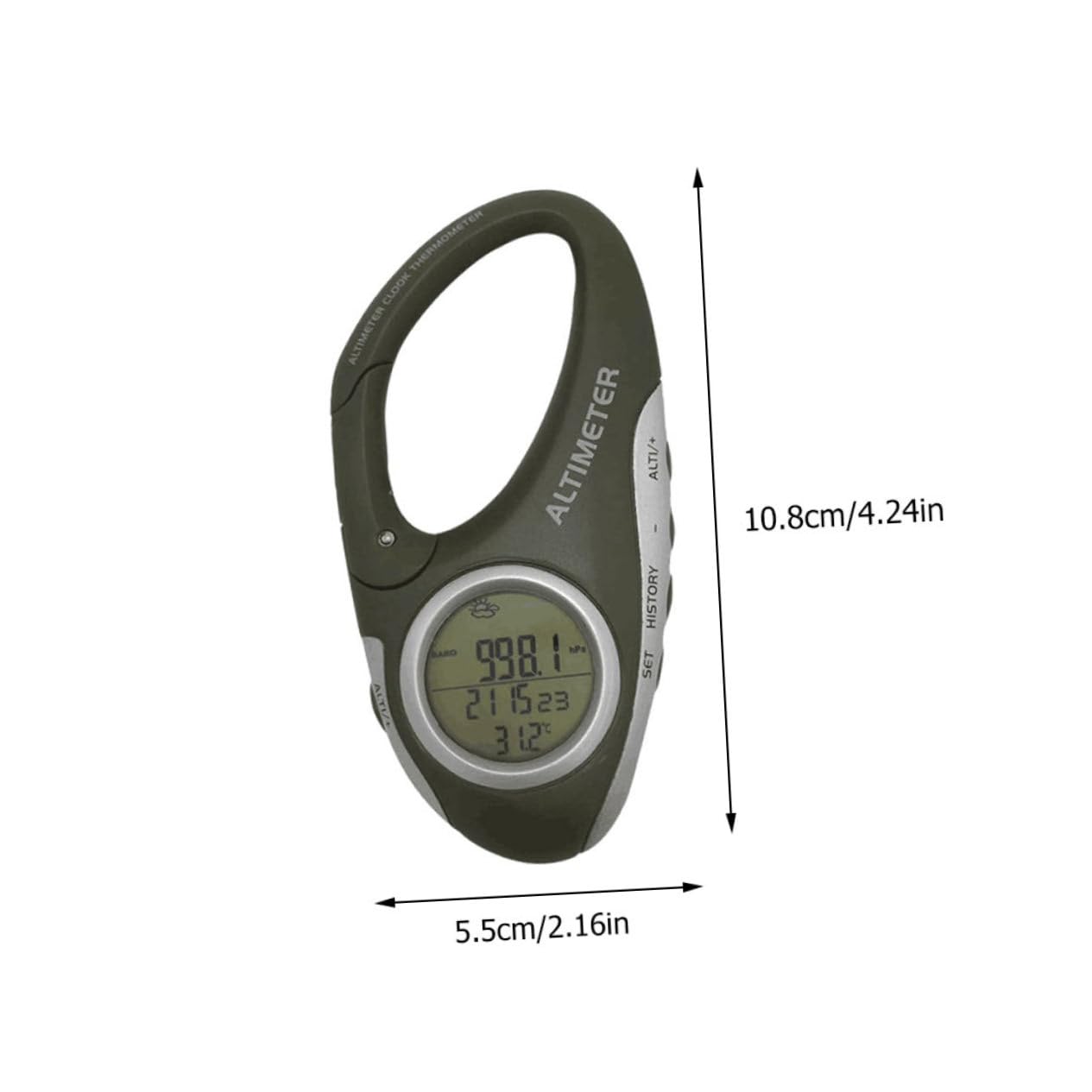Abaodam Handheld Mountaineering Altimeter with Carabiner Practical Barometer and Thermometer for Simple Design Hiking Enthusiasts