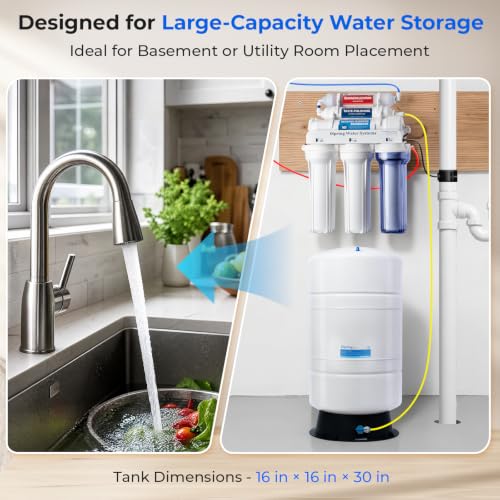 Image of iSpring T20M 20 Gallon Pre-Pressurized Tank for Reverse Osmosis (RO) Systems with 14 gallons of Water Storage Capacity, White