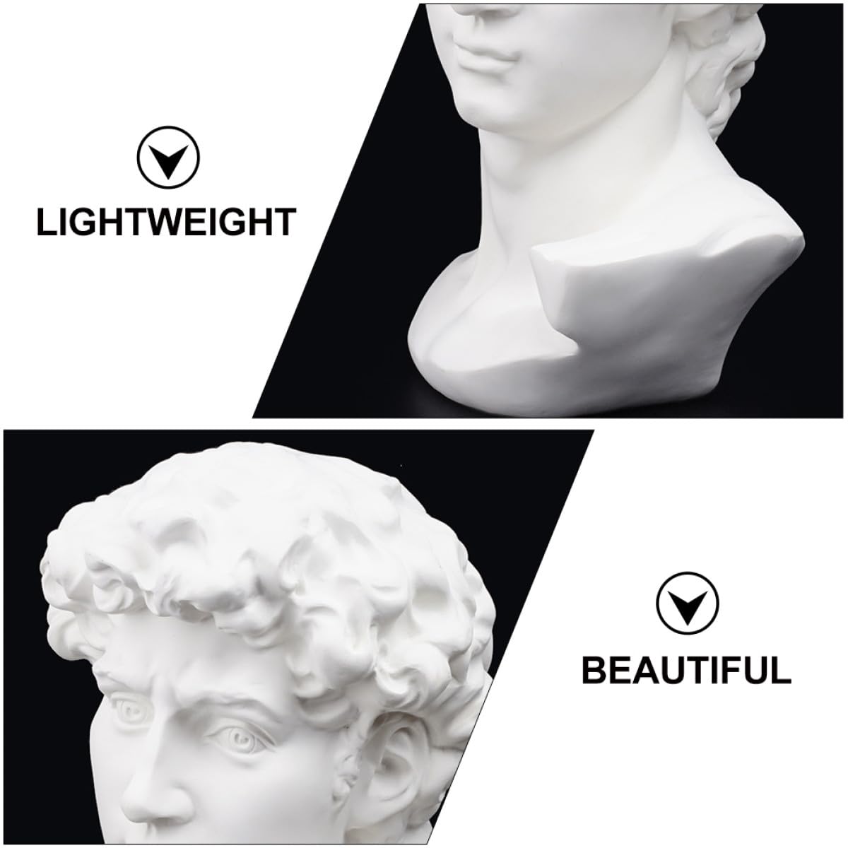 Happyyami Statua Decorativa in Resina Bianca Testa di David Stile Moderno per Arredamento Casa e Ufficio Funzione di Ausilio Didattico e Design Creativo Nordico