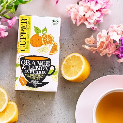 CUPPER Bio Früchtetee Orange & Lemon Infusion, 20 ungebleichte Teebeutel, umweltfreundlich, fair gehandelt