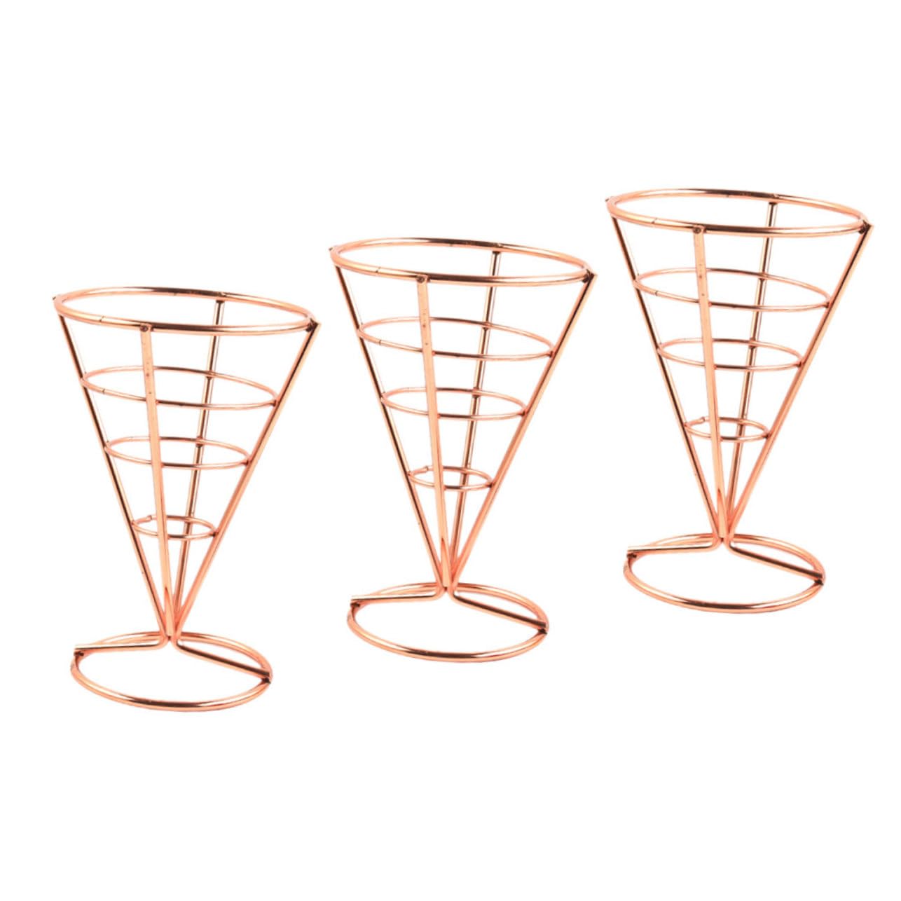 PRETYZOOM 3 Set Cono Porta Snack Casseruola con Coperchio Porta Patatine Fritte Porta Patatine Fritte Tazze Porta Antipasti Porta Salse in Acciaio Inox Dorato 3 Pezzi * 3