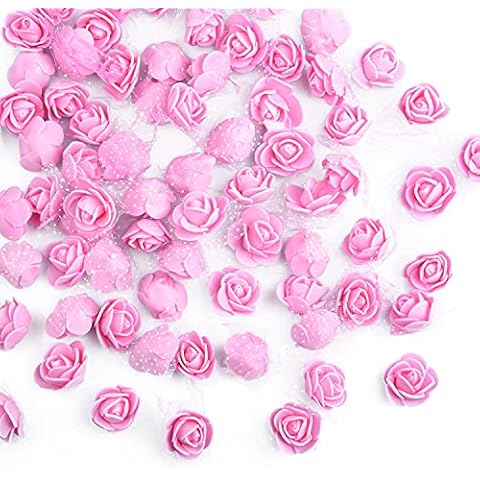 Euvoym 100 rosas rosas de espuma de polietileno pequeñas con borde de encaje Cover