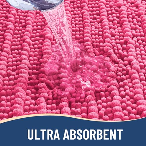Image of Arotive Luxury Bathroom Rugs 36x24, Extra Soft Thick Absorbent Shaggy Chenille Bath Rugs, Machine Wash Dry, Bath Mats for Bathroom Floor, Tub and Shower, Home Decor Accessories, Deep Pink