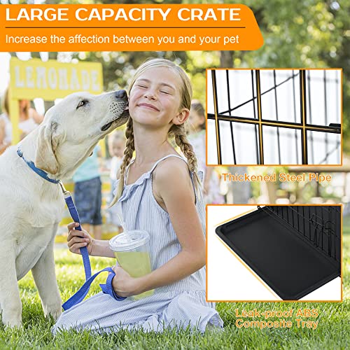 48 Inch Dog Crate Dog Cage for Large Dogs Folding Mental Wire Dog Kennel Outdoor and Indoor with Double-Door Divider Panel Removable Tray and Handle 48 Inch Dog Crate Dog Cage for Large Dogs Folding Mental Wire Dog Kennel Outdoor and Indoor with Double-Door Divider Panel Removable Tray and Handle