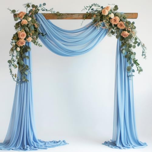 Wokceer Wedding Arch Draping Fabric 28.7' X 20Ft Dusty Blue Drapes Sheer Fabric Backdrop Arch Draping Fabric For Wedding Ceremony Birthday Party Bridal Shower Decoration