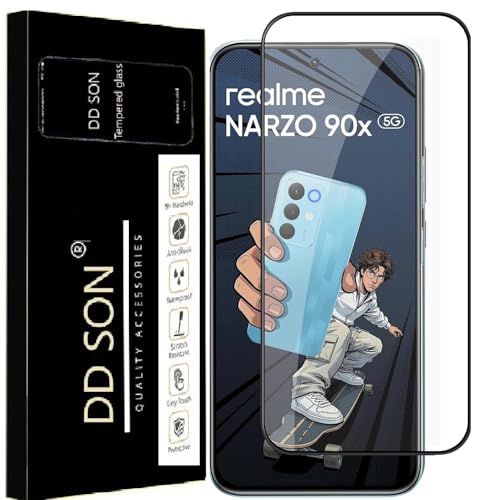 Image of DD SON Military-Grade Tempered Glass Screen Protector Compatible for Realme Narzo 90X 5G / Realme Narzo 90X with Edge to Edge Coverage and Easy Self Installation kit
