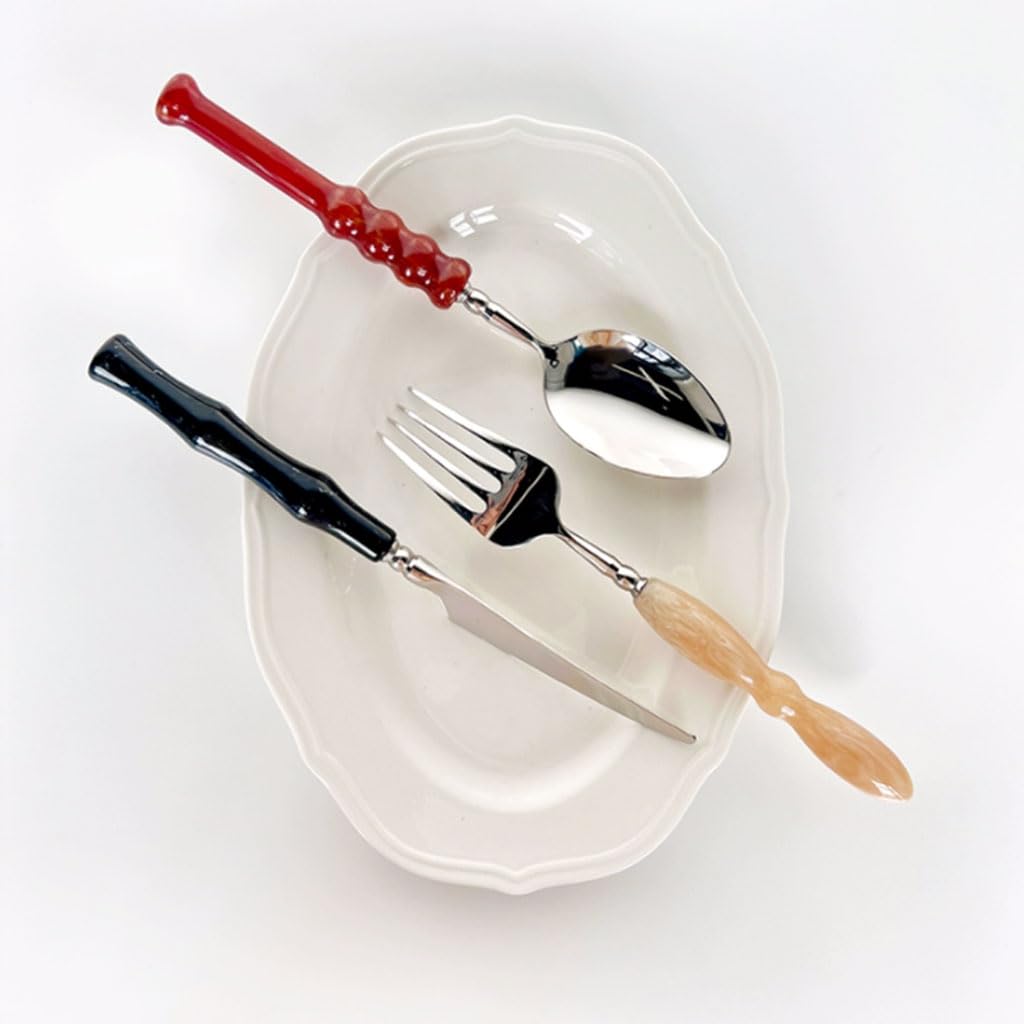 Beau Ensemble de Couverts créatifs, Ensemble de Vaisselle en Acier Inoxydable pour la Maison, Couteau, Fourchette, cuillère, ustensiles de Cuisine, argenterie polie Miroir Pratique