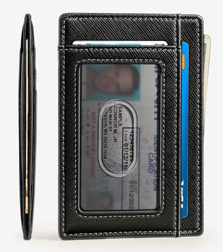 Slim Wallet,Skinny Minimal Thin Front Pocket Wallet Card Holder For Men 7Cards 3.15"x4.5",Gift-Boxed2