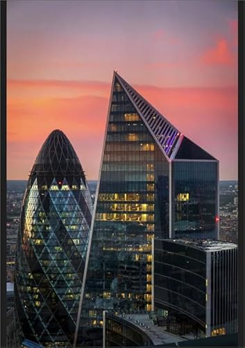 robertharding The Gherkin and Scalpel Print, City of London Dusk - Poster Print A2 (59.4 x 42cm) (24322772)