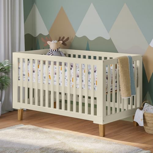 Bellabino Liri Babybett 70x140 cm – Kinderbett mit Lattenrost 3-Fach höhenverstellbar in Beige/Natur – Gitterbett mitwachsend aus Kiefer Massivholz – Beistellbett umbaubar zum Juniorbett – Baby Bed Bellabino Liri Babybett 70x140 cm – Kinderbett mit Lattenrost 3-Fach höhenverstellbar in Beige/Natur – Gitterbett mitwachsend aus Kiefer Massivholz – Beistellbett umbaubar zum Juniorbett – Baby Bed